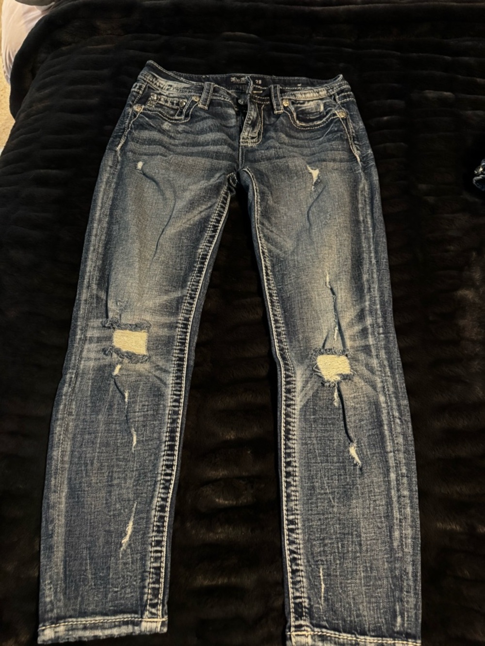 Miss Me Distressed Skinny Jeans - Blue